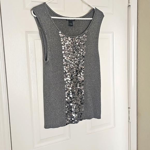 Lauren Michelle Shimmery Tank w Metallic Decorative Beading. Large. EUC - Picture 2 of 11